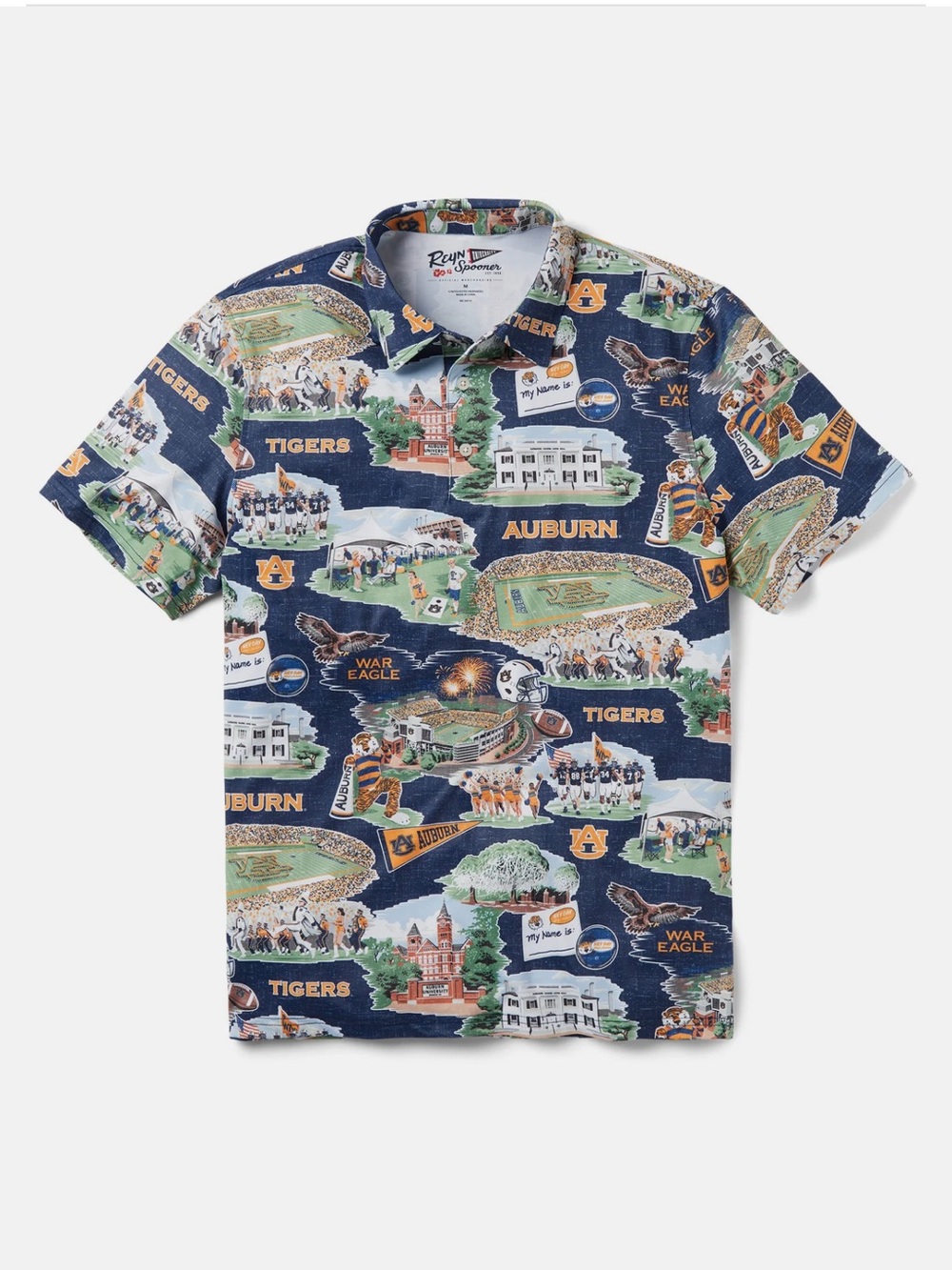 reyn spooner Auburn University Scenic Performance Polo Tigers Navy Size Medium